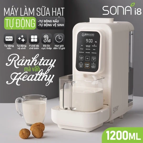 Máy Nấu Sữa Hạt Tự Động 2GOOD SONA I8 (1,2 Lít) - Bản Ca Nhựa